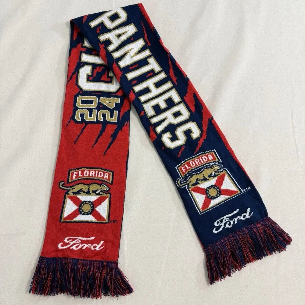 Florida Panthers Hockey NHL Stanley Cup Champions 2024 Knit Reversable Scarf